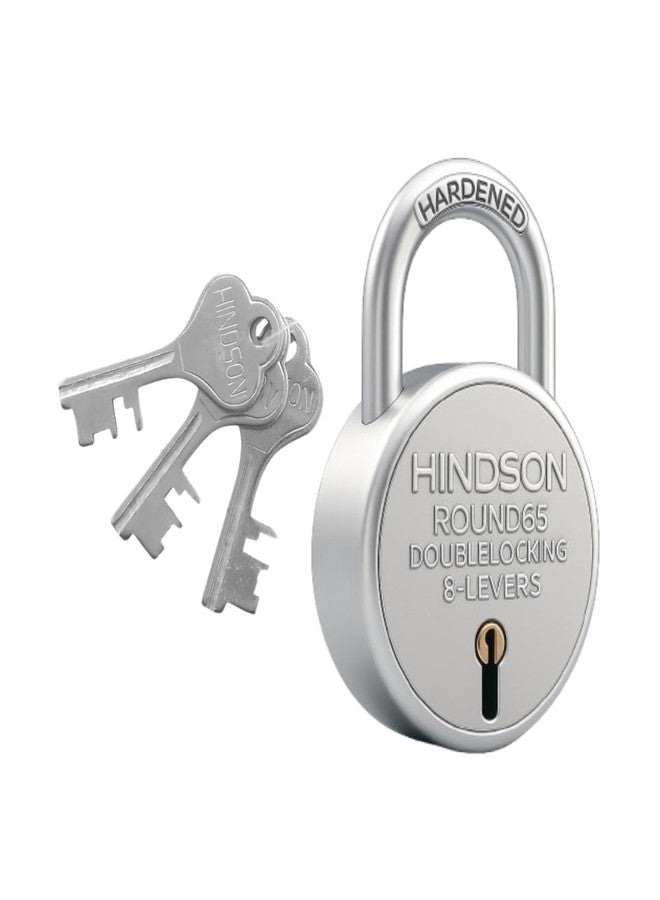 Hindson Round 65 Heavy Duty Padlock with 3 Keys for Home, Office & Gate - Pack of 1 - Image 1